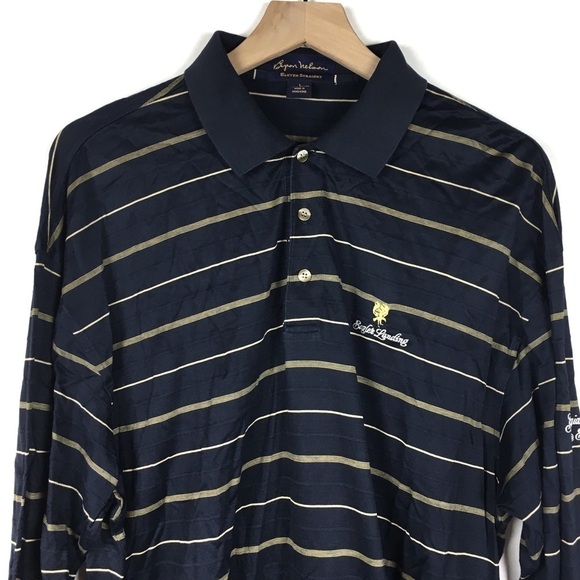 BYRON NELSON Golf Shirt Long Sleeve Eleven Straight Stripe Eagle’s Landing Large - Picture 2 of 9